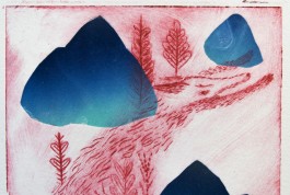 Gravure à la ponte sèche : Flânerie dans les terrils. Virginie Contier et waii-waii