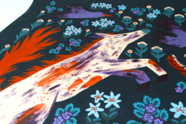 acrylique par Virginie Contier Un cheval et chat tigre et des fleurs 