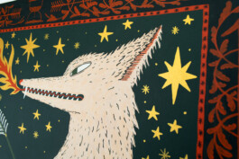 « Les princesses, l’oiseau et la forêt magique » Acrylique sur carton entoilé 50x70cm. 